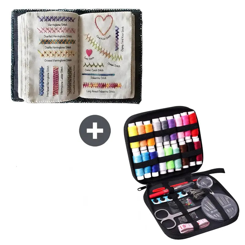 Embroidery Stitch Kit for Relaxation & Creativity | 86-Piece All-In-One Set with 18 Threads, Scissors, Needles & More – Portable & Travel-Friendly for Beginners & Enthusiasts
