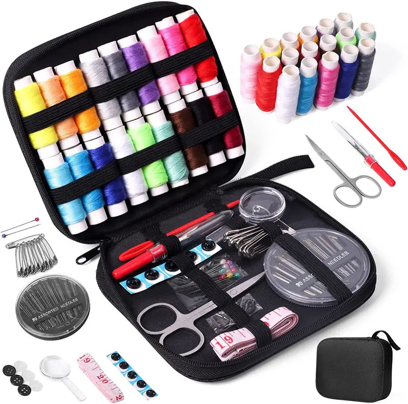 Embroidery Stitch Kit for Relaxation & Creativity | 86-Piece All-In-One Set with 18 Threads, Scissors, Needles & More – Portable & Travel-Friendly for Beginners & Enthusiasts