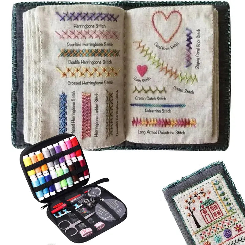 Embroidery Stitch Kit for Relaxation & Creativity | 86-Piece All-In-One Set with 18 Threads, Scissors, Needles & More – Portable & Travel-Friendly for Beginners & Enthusiasts